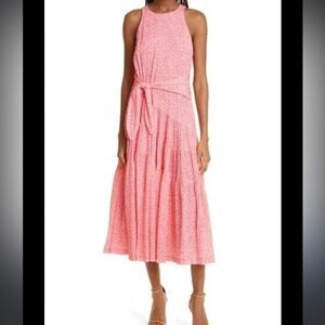 Sleeveless Pink Midi Dress with Tie Waist